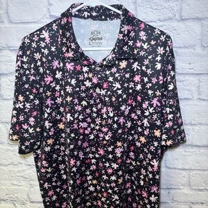 Holderness Bourne Shirt Mens Large Purple Striped Golf Performance Stretch Polo